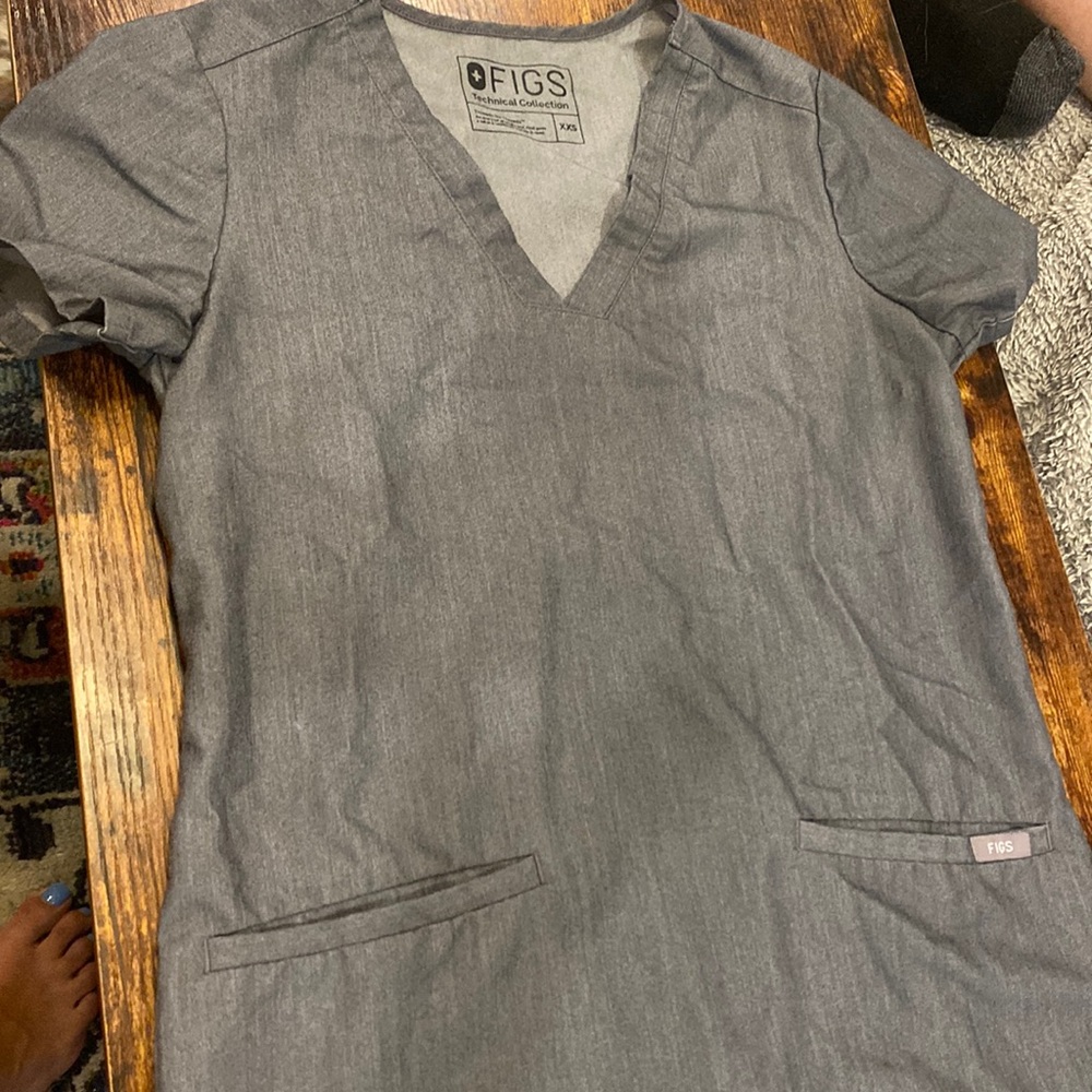 XXS grey figs scrub top
